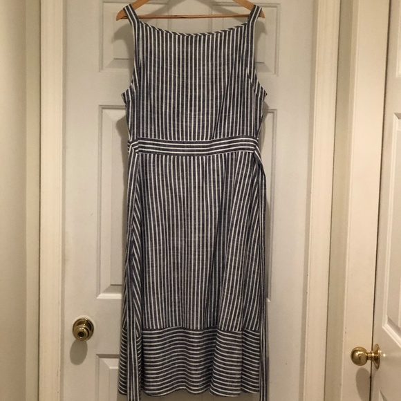 Atelier Blue Dress size 12, linen/rayon - Picture 7 of 8